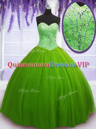 Latest Sleeveless Tulle Lace Up Quinceanera Gowns for Military Ball and Sweet 16 and Quinceanera